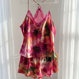 Floral Satin Camisole and Shorts Set
